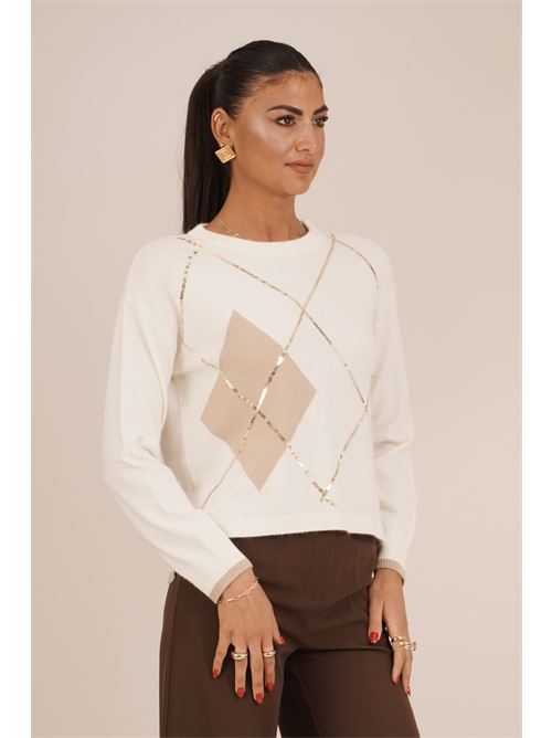 Maglia con dettagli in paillettes Luckylu Milano | MA26ANWHITE